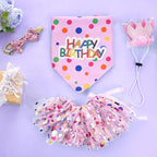 hoyuwak Dog Birthday Party Supplies Girl Dog Birthday Bandana Tutu Set Cute Hat - Image 5