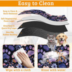 Paw Print Dog Food Mat, Watercolor Flower Absorbent Pet Feeding Mat - Image 5