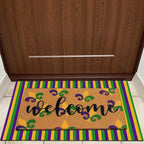 Tinideya 2 Pcs Mardi Gras Door Mat Carnival Welcome Non Slip Coir Mats Purple - Image 7
