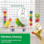 2 Pcs Chain Clauses Bird Cage Food Holder Stainless Steel Parrot Fruit & - Image 6