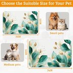 Green Plam Dog Cat Food Mat, Tropical Leaves Absorbent Waterproof Placemat - Image 6