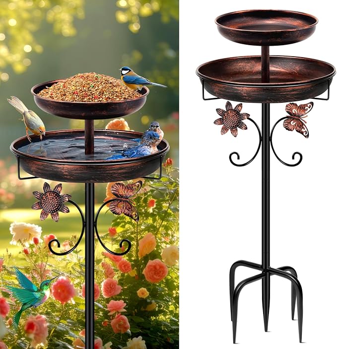 Daoeny Bird Bath for Outside, 42In Vintage Freestanding Birdbaths for Outdoors by Daoeny