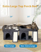 XL Cat Tree Tower for Large Adult Cats 20 lbs+, 25in Perch Bed, Condo Cave for - Image 3