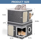 Shikha 2-Storey Cat Houses for Indoor Cats, Dual-Purpose Double Large Cat Beds - Image 3
