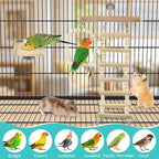 5in1 Bird Perch Ladder with Swing, Natural Wood Parrot Perches Platform with - Image 7