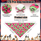 Sanwuta 120 Pcs Halloween Dog Bandanas Bulk Skeletons Pumpkin Bat Skull Ghost - Image 2