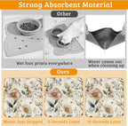 Vintage Flowers Dog Cat Food Mat, Herbs Absorbent Waterproof Placemat - Image 3