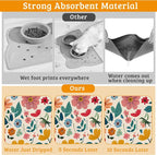 Colorful Flower Feeding Mat, Groovy Wildflowers Absorbent Quick-Dry Cat Dog - Image 3