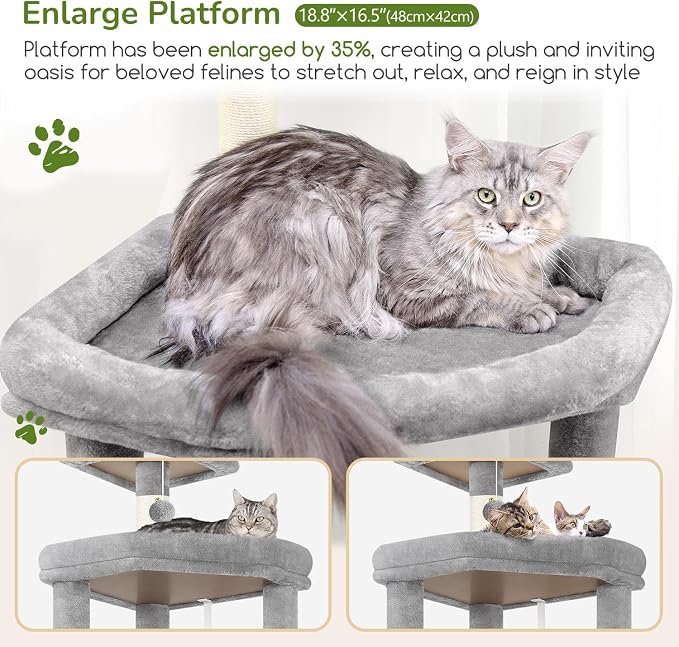Globlazer Extra Large Platform Cat Tree, 65in Sturdy Cat Tree - Image 3