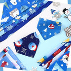 100 Pcs Winter Dog Bandanas Bulk Pet Bibs Blue Triangle Scarf Snowflake Pet - Image 3