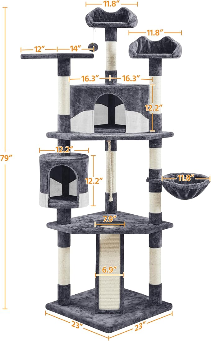 Yaheetech 79in Multi-Level Cat Trees Indoor Cat Tower - Image 3
