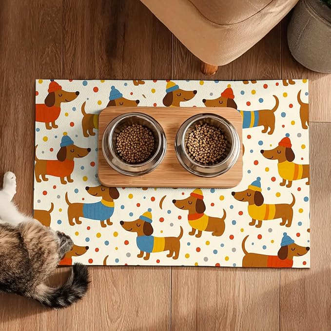 Adorable Dachshund Puppy Pet Food Mat - Image 5