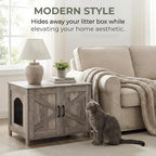 Homhedy Cat Litter Box Enclosure, Wooden Cat Washroom Furniture - Image 7