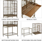 Topeakmart 53.5inch Large Bird Cage Metal Mobile Parrot Cage - Image 5