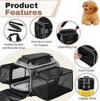 Airline Approved Top-Expanding Pet Carrier on Wheels- Extra Spacious Soft Lined - Image 4