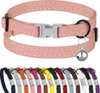 Leather Cat Collar with Buckle and Removable Bell by BUDKAS