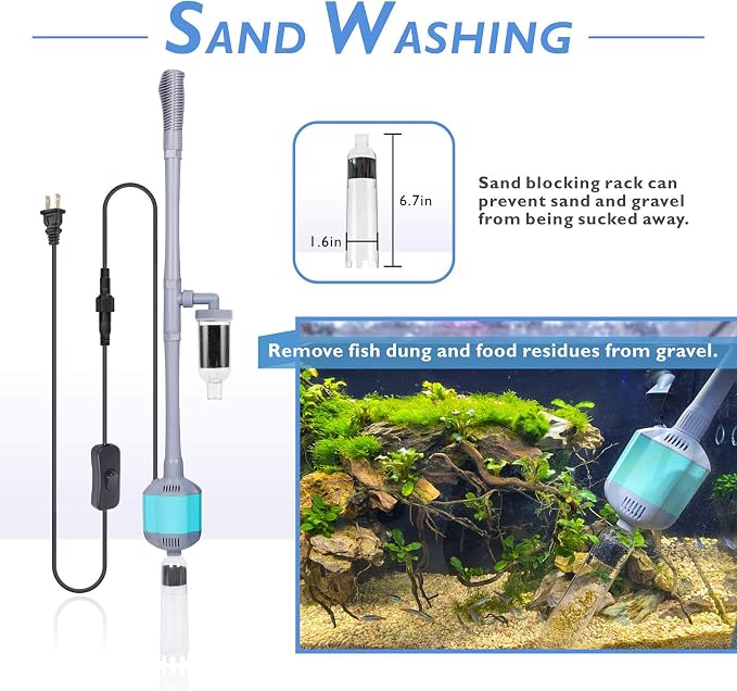 hygger 360GPH Electric Aquarium Gravel Cleaner, 5 in 1 Automatic Fish Tank - Image 2