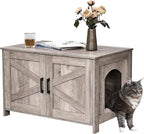 Homhedy Cat Litter Box Enclosure, Wooden Cat Washroom Furniture by Homhedy