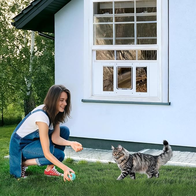 Full-Size Window Pet Door for Cats & Small Dogs, Width Adjustable Fits Sliding - Image 6