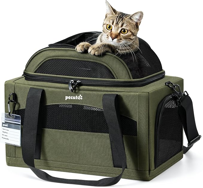 Pecute Expandable Pet Carrier Airline Approved Dog Cat Carrier, Breathable by pecute