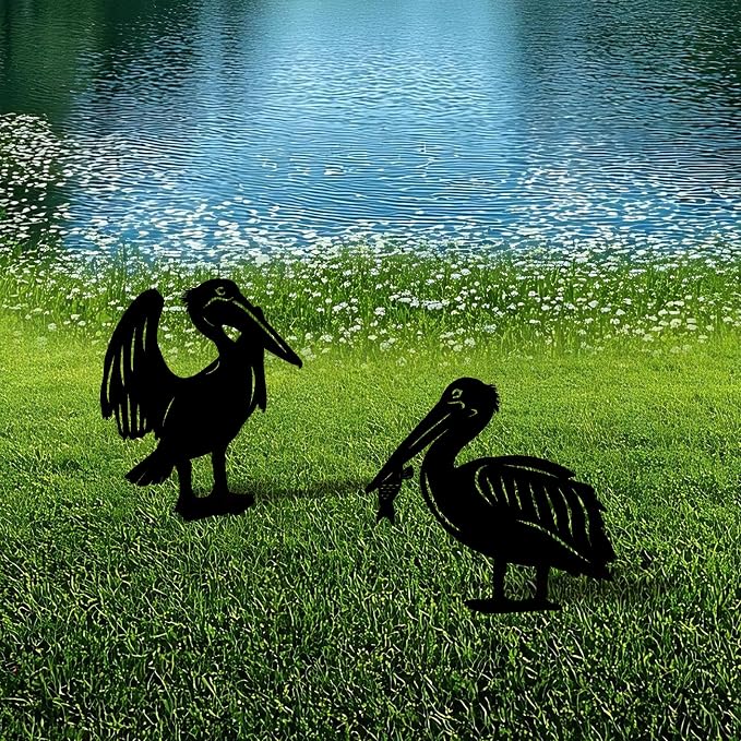 3 Pack Pelican Metal Garden Decorative Stakes, Weather Proof Silhouette Statues - Image 6