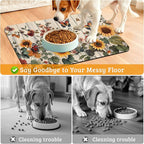 Pet Feeding Mat, Vintage Flower Absorbent Dog Cat Food Mat Rustic Wooden Dog Mat - Image 4