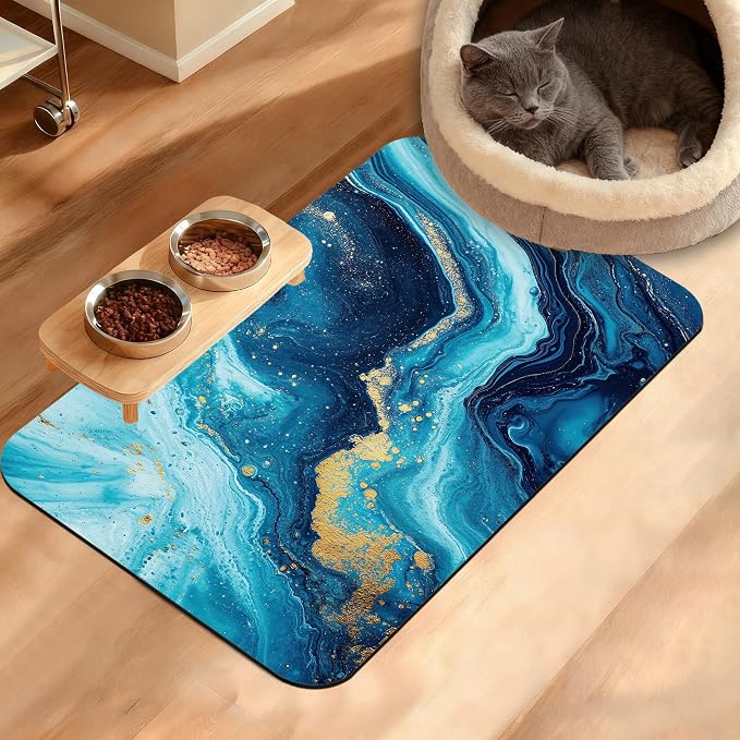 Dog Bowl Mat, Flowing Absorbent Dogs Placemat by Unknown