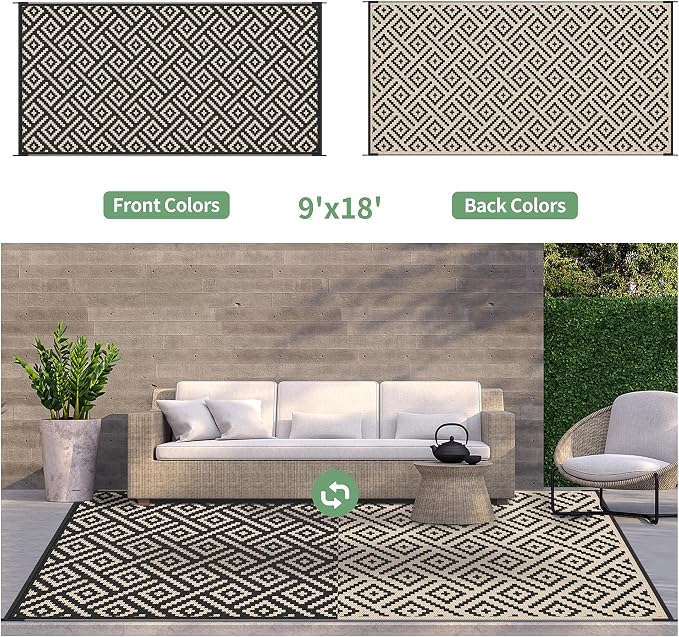 GENIMO Outdoor Rug for Patio Clearance, Reversible Plastic Straw Rugs for RV - Image 4