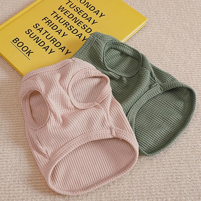 Waffle Knit Cat & Dog T Shirt for Small Dogs, Stretchable Puppy Shirt for - Image 3