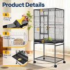 VIVOHOME 54 Inch Wrought Iron Large Bird Flight Cage - Image 3