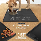 AVERYDAY 100% Waterproof Thicker Silicone Dog Food Mat, 0.63'' Raised Edge Bowl - Image 3
