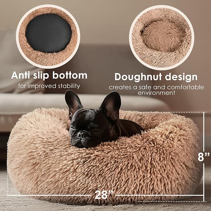 28in Large Dog Bed, Medium Size Dog and Cats, Calming Donut Bed - Image 3