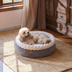 FUKUMARU Dog Bed, Calming Donut Dog Beds, Plush Faux Fur&Corduroy Cat Beds - Image 8