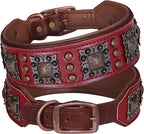 PET ARTIST Upgrade Padded Leather Dog Collar, 2 inch Wide Genuine Leather Dog by PETARTIST