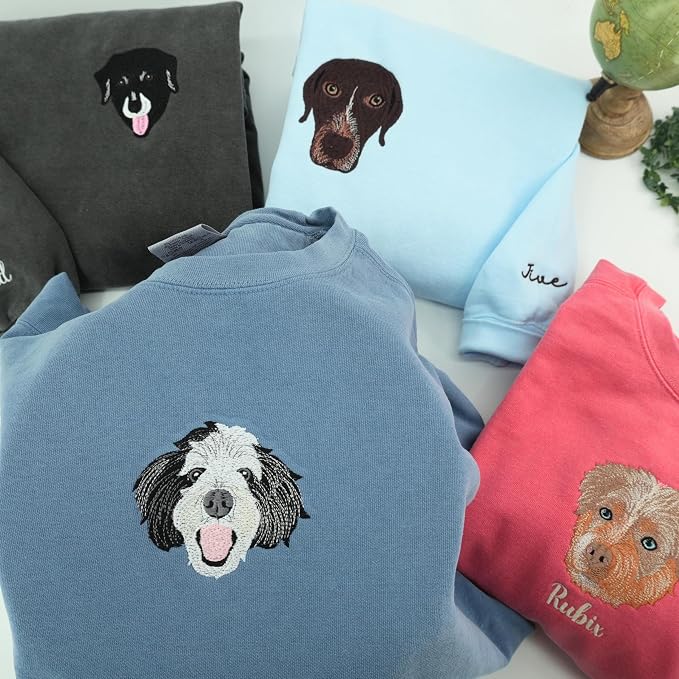 NAZENTI Custom Photo Pet Embroidered Sweatshirt, Custom Dog Face Embroidered - Image 6