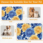 Blue Yellow Flowers Dog Food Mat, Absorbent Pet Feeding Mat - Image 6