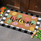 Tinideya 2 Pcs Easter Day Door Mat Eggs Welcome Non Slip Coir Mats Holiday - Image 8
