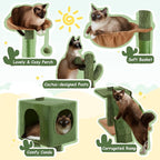 Yaheetech | Cactus Cat Tree | 59.5in Cat Tower w/Cute Perch, Cozy Condo - Image 5