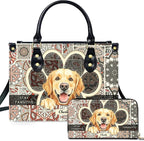 Personalized Pet Mom Leather Handbag – Custom Name Dog Cat Photo Purse by Encycom