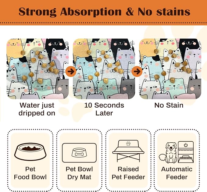Pet Feeding Mat for Floors Waterproof Dog Mat for Food and Water Absorbent - Image 2