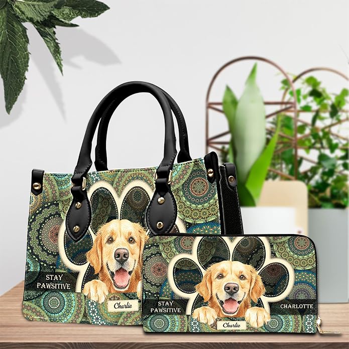 Personalized Pet Mom Leather Handbag – Custom Name Dog Cat Photo Purse - Image 3