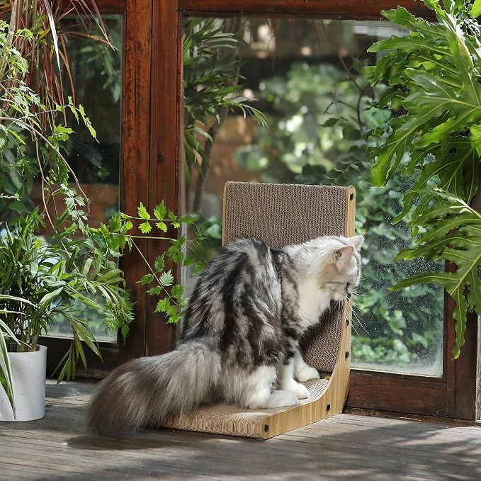 FUKUMARU Cat Scratcher, 18.7 Inch L Shape Cat Scratch Pad Wall Mounted - Image 4
