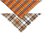 Realeaf Fall Dog Bandanas 2 Pack, Reversible Orange Plaid Holiday Pet Scarf - Image 3