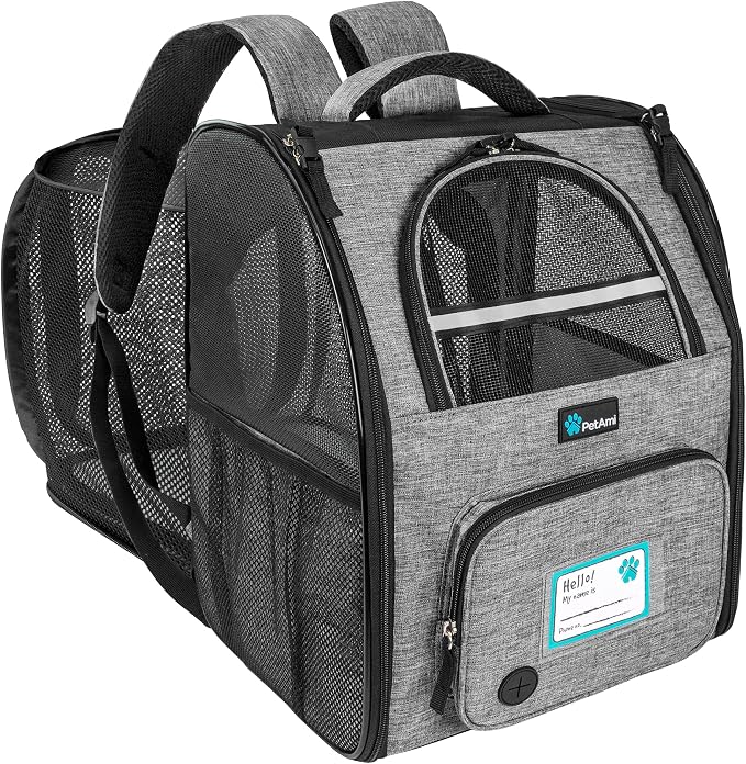 PetAmi Dog Cat Backpack Carrier, Expandable Pet Carrier Backpack by PetAmi