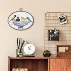 DILSJ Bird Oval Wall Art Decor, Country Bird Bath Canvas Wall Art Framed - Image 5