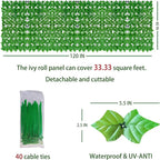 Artificial Ivy Privacy Fence Wall Screen, 40X120 in UV-Anti Faux Greenery - Image 2