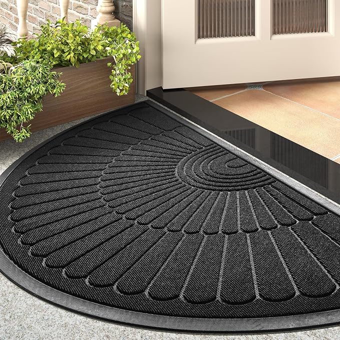 tchdio Door Mat Outdoor Indoor Entrance Doormat-Semicircular Durable Rubber Non by Tchdio