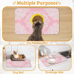 Pet Feeding Mat, Boho Mandala Absorbent Dog Cat Food Mat Pink Flower Dog Mat - Image 7