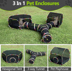Outdoor Cat Enclosure with Cat Tunnel, Playhouse and Cat Toy Ball with Bell - Image 3
