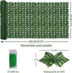 Artificial Fence Privacy Screen: 5FT x 50FT UV-Anti Faux Greenery Backdrop Ivy - Image 2